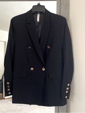 Mural Black Double-Breasted Blazer with Gold Buttons
